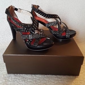 BEBE Black High Heels with Chains